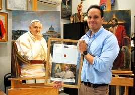 Raúl Berzosa, el malagueño que pintó al Papa Francisco: «Miró la obra muy atento, con la boca entreabierta»