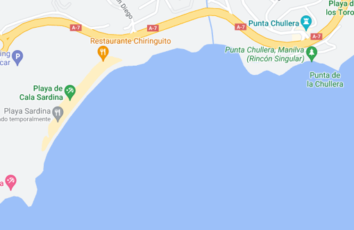 Localización en Google Maps de Cala Sardina y Punta de la Chullera
